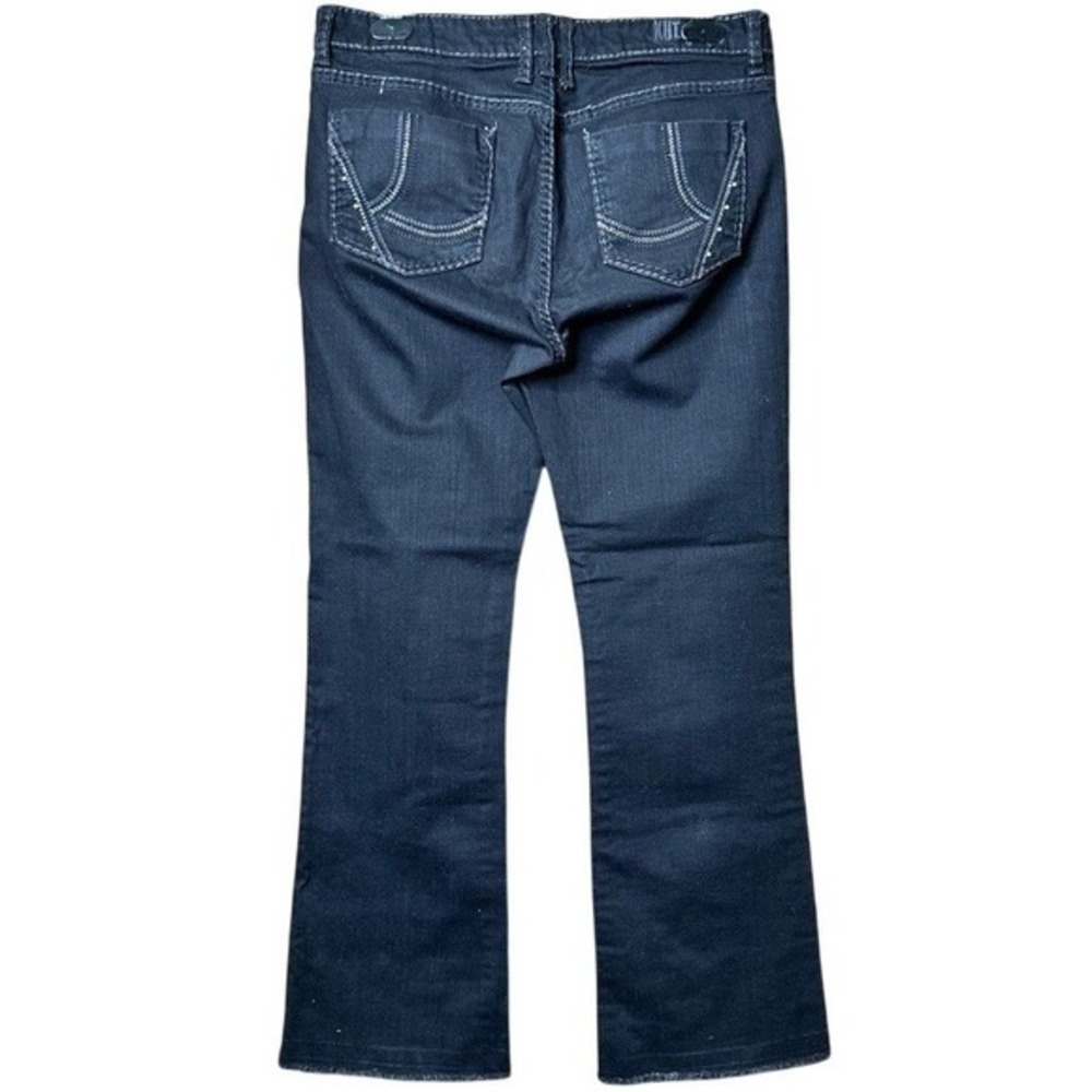 Y2K Embroidered Bootcut Denim Jeans Womens 6 Black Mid Rise Wide Leg Casual Pant